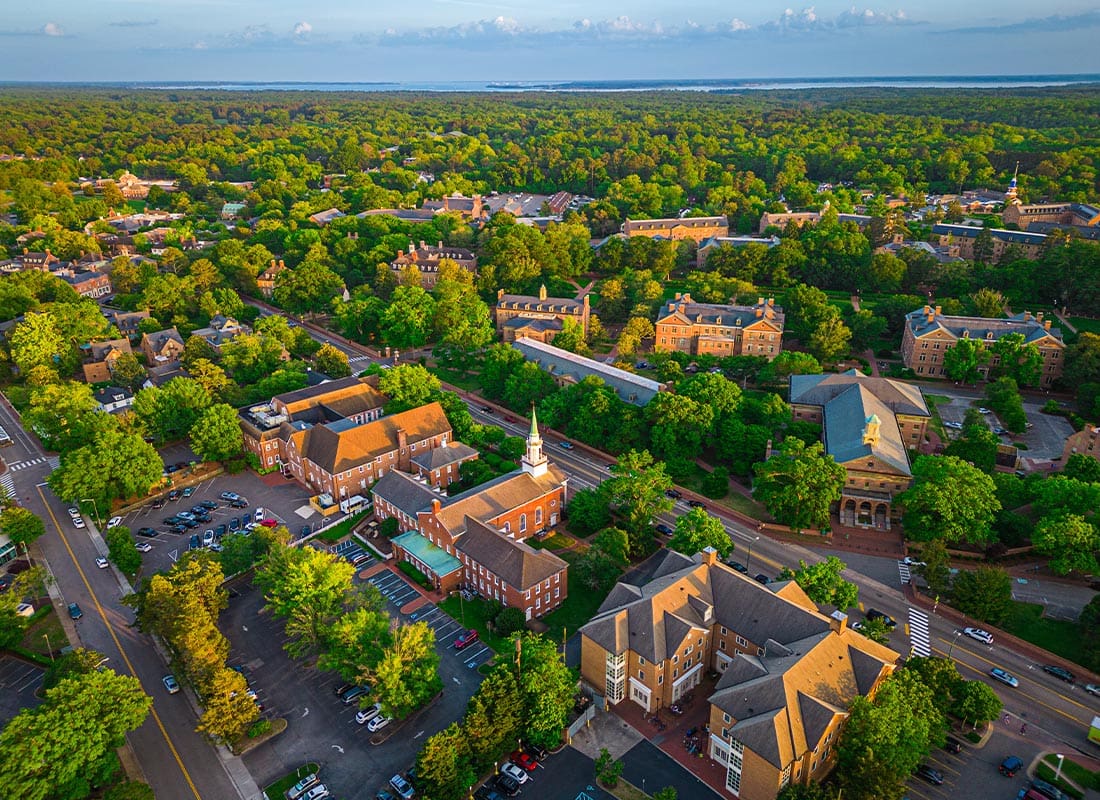 Williamsburg, VA - Beautiful View of Williamsburg, Virginia, USA Downtown in the Summer